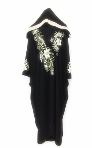 Luxury Women Floral Black Nida Batwing Abaya Jilbab