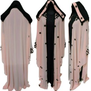 Luxury Women Peach Floral Abaya Jilbab