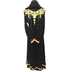 Women's Black Nida Chiffon Abaya With Stone Work