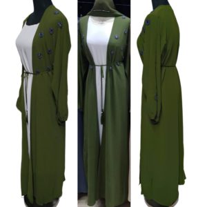 Luxury Women Green Abaya With Inner Slip