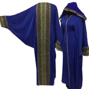 Blue Open Front Embroidery Dubai Abaya Jalabiya