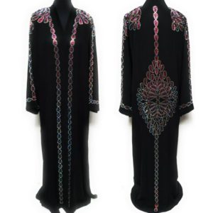 Women's Black Open Front Luxury Nida Chiffon Abaya