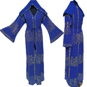 Classic Women Blue Chiffon Stones Work Abaya with Inner Slip