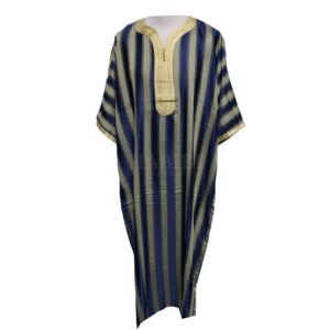 Men Moroccan Black and Gold Thobe Jubba Kandora Djellaba