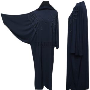 Latest Design Navy Blue Women Abaya Farasha Jalabiya