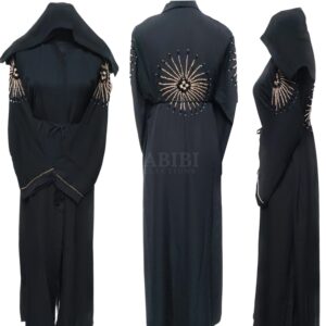 Latest Design Women Black Open Front Abaya Farasha Jalabiya