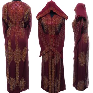 Latest Design Women Burgundy Open Front Abaya Farasha Jalabiya