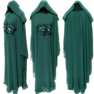 Luxury Green Women Chiffon Stones Work Abaya