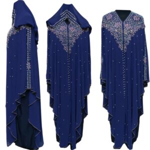 Luxury Blue Women Abaya Jalabiya Jilbab