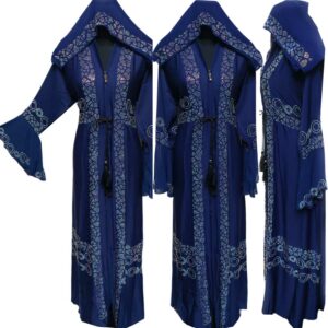 Latest Design Women Blue Open Front Abaya Farasha Jalabiya