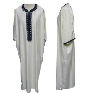 Men Moroccan Cream Thobe Jubba Kandora Djellaba