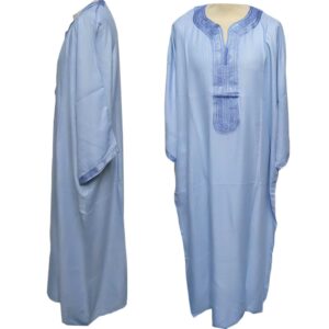 Men Moroccan Blue Thobe Jubba Kandora Djellaba