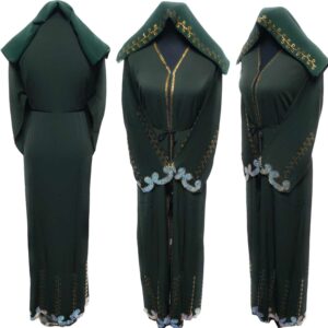 Latest Design Women Green Open Front Abaya Farasha Jalabiya