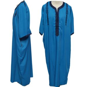 Men Moroccan Blue Thobe Jubba Kandora Djellaba