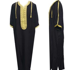 Original Moroccan Men Black Thobe Jubba Kandora Djellaba