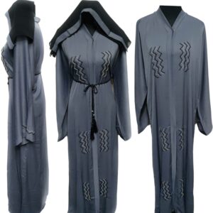 Latest Design Women Grey Open Front Abaya Farasha Jalabiya