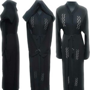 Latest Design Women Black Open Front Abaya Farasha Jalabiya