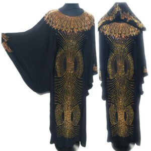 Latest Design Women Black Stone Work Abaya Farasha Jalabiya