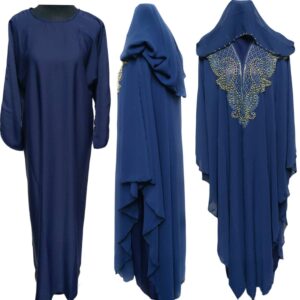 Luxury Women Blue Abaya Jalabiya Jilbab Farasha