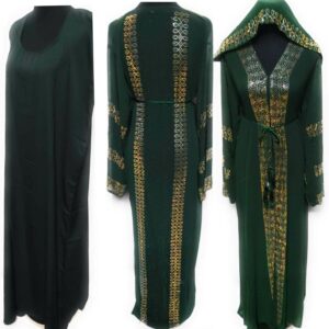 Luxury Women Green Abaya Jalabiya Jilbab Farasha With Stone Works