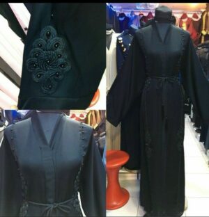 Latest Design Women Black Open Front Abaya Farasha Jalabiya