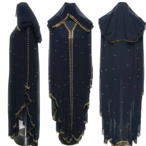 Luxury Women Black Chiffon Abaya Jalabiya Jilbab Farasha