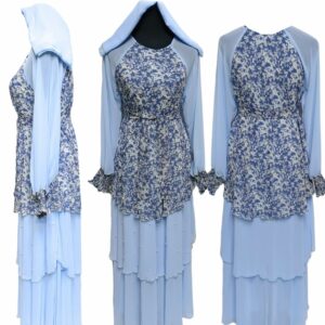 FLORAL EMBELLISHED LAYERED ABAYA JALABIYA LONG DRESS