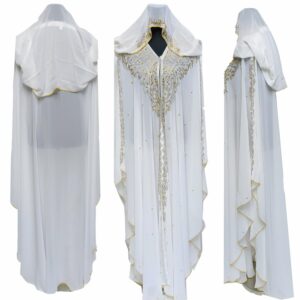 Luxury White Women Batwing Abaya Farasha Jalabiya Arab Dress