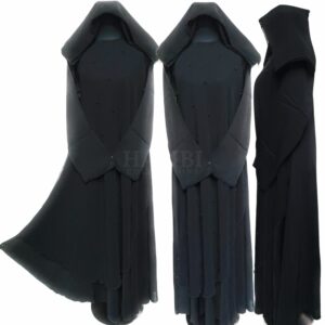 WOMEN BLACK ABAYA JALABIYA LONG DRESS EMBELLISHED WITH BEADS