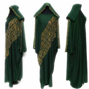 Classic Green Stone Work Abaya Farasha Long Dress