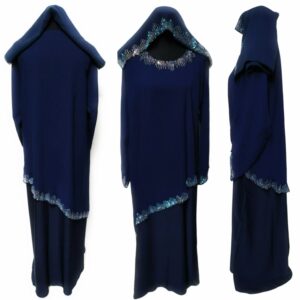 Blue Cape Women Abaya Farasha Jalabiya Arab Dress