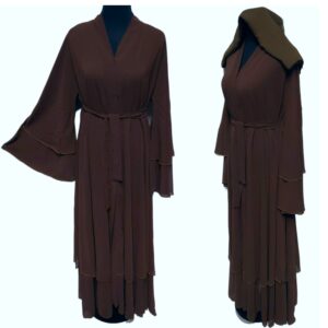 Women’s Luxury Brown Open Front Abaya Jilbab Burka