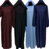 Simple Plain Nida Abaya Jalabiya Arab Long Dress With Elastic Cuff sleeve