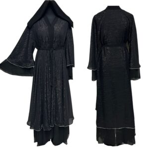 Women's Luxury Black Open Front Abaya Jilbab Burka