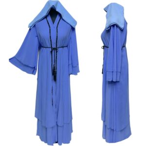 Women’s Blue Open Front chiffon Abaya Jilbab Burka