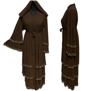 Women's Luxury Brown Open Front Abaya Jilbab Burka