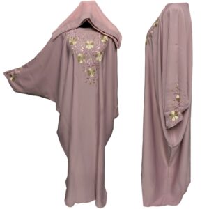 Women's Pink Embroidery Abaya Farasha jalabiya Long Dress