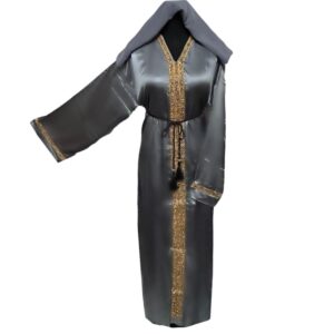 Luxury Satin women stone work Abaya Jalabiya Arab Long Dress