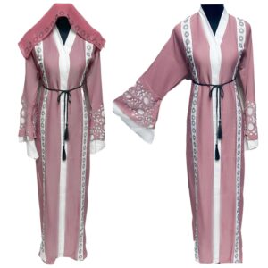 Latest Design Pink Abaya Farasha Jalabiya Arab Long Dress