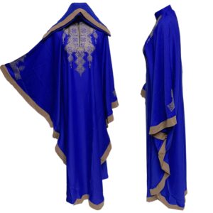 Royal Blue Butterfly Abaya Farasha Jalabiya Arab Dress with Embroidery