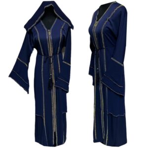 Hafsa Luxury Modest Blue Abaya Farasha Jalabiya Arab Dress With Stone Works