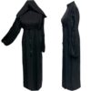 Simple Plain Black Nida Abaya Jalabiya Arab Long Dress with pleated cuff sleeve