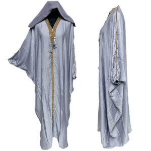 Silver Grey Batwing Abaya Farasha Jalabiya Arab Dress