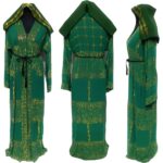 Green Open Front Chiffon Abaya Jalabiya long dress with stone