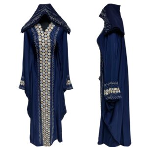 Blue Batwing Abaya Farasha Jalabiya Arab Dress With Stone Works