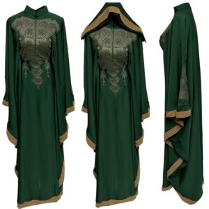 Green Butterfly Abaya Farasha Jalabiya Arab Dress With Stone Works