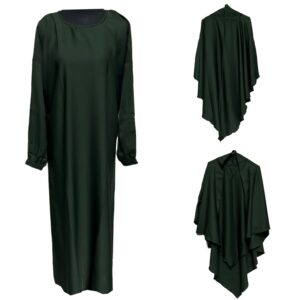 Simple Plain Green Nida Prayer Dress Abaya Jilbab with Free Khimar and Niqab