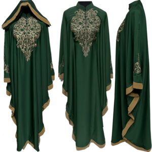 Green Butterfly Abaya Farasha Jalabiya Arab Dress With Stone Works