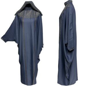 Grey Batwing Abaya Farasha Jalabiya Arab Dress With Stone Works