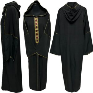 Moroccan Women Black Hooded Abaya Jalabiya long dress